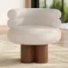 Swivel Boucle Barrel Armless Solid Wood Accent Chair