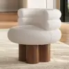 Swivel Boucle Barrel Armless Solid Wood Accent Chair