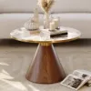 Sculra 711 mm Round Walnut Sintered Stone Top Coffee Table