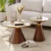Sculra 711 mm Round Walnut Sintered Stone Top Coffee Table