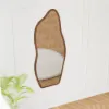 63" Irregular Full-Length Mirror with Walnut Wooden Frame, Wall-Mounted or Free-Standing