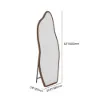 63" Irregular Full-Length Mirror with Walnut Wooden Frame, Wall-Mounted or Free-Standing