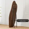 63" Irregular Full-Length Mirror with Walnut Wooden Frame, Wall-Mounted or Free-Standing