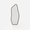 63" Irregular Full-Length Mirror with Walnut Wooden Frame, Wall-Mounted or Free-Standing