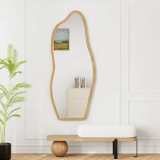 Unusual wooden mirror for wall or floor mounting