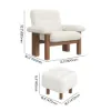 Boucle Solid Wood Accent Chair with Ottoman