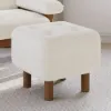 Boucle Solid Wood Accent Chair with Ottoman