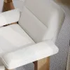 Boucle Solid Wood Accent Chair with Ottoman