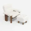 Boucle Solid Wood Accent Chair with Ottoman