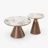 Sculra 2 Piece Set Round Walnut Sintered Stone Top Coffee Table (508 mm - 711 mm)
