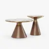 Sculra 2 Piece Set Round Walnut Sintered Stone Top Coffee Table (508 mm - 711 mm)