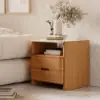 Arvona Modern Natural Wooden 2-Drawer Nightstand with Sintered Stone Top