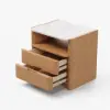 Arvona Modern Natural Wooden 2-Drawer Nightstand with Sintered Stone Top