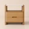 Arvona Modern Natural Wooden 2-Drawer Nightstand with Sintered Stone Top