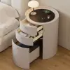 Round Smart Leather Dressing Table with Chair with Charging Station