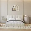 Round Smart Leather Dressing Table with Chair with Charging Station