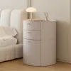 Round Smart Leather Dressing Table with Chair with Charging Station