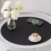 Round Smart Leather Dressing Table with Chair with Charging Station