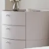 Round Smart Leather Dressing Table with Chair with Charging Station