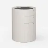 Round Smart Leather Dressing Table with Chair with Charging Station