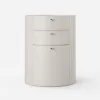 Round Smart Leather Dressing Table with Chair with Charging Station