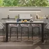 7-Piece Outdoor Sintered Stone & Aluminium Bar Dining Set with 6 Bar Stools in Light Grey