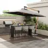 7-Piece Outdoor Sintered Stone & Aluminium Bar Dining Set with 6 Bar Stools in Light Grey