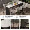 7-Piece Outdoor Sintered Stone & Aluminium Bar Dining Set with 6 Bar Stools in Light Grey