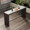 7-Piece Outdoor Sintered Stone & Aluminium Bar Dining Set with 6 Bar Stools in Light Grey