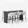 7-Piece Outdoor Sintered Stone & Aluminium Bar Dining Set with 6 Bar Stools in Light Grey