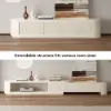 Velar 180 - 290 cm Extendable Fluted TV Unit with Sintered Stone Top & 3 Drawers – Multilayer PlyWood