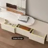 Velar 180 - 290 cm Extendable Fluted TV Unit with Sintered Stone Top & 3 Drawers – Multilayer PlyWood