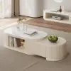 Velar 120 - 170 cm Extendable Fluted Coffee Table with Sintered Stone Top & Storage – AUD-H1715