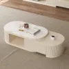 Velar 120 - 170 cm Extendable Fluted Coffee Table with Sintered Stone Top & Storage – AUD-H1715
