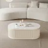 Velar 120 - 170 cm Extendable Fluted Coffee Table with Sintered Stone Top & Storage – AUD-H1715
