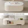 Velar 120 - 170 cm Extendable Fluted Coffee Table with Sintered Stone Top & Storage – AUD-H1715