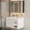Picture of 800mm Modern Floating LED Bathroom Vanity with Ribbed Glass Door & Drawers