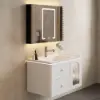 Picture of 800mm Modern Floating LED Bathroom Vanity with Ribbed Glass Door & Drawers