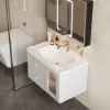 Picture of 800mm Modern Floating LED Bathroom Vanity with Ribbed Glass Door & Drawers