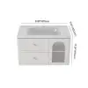 Picture of 800mm Modern Floating LED Bathroom Vanity with Ribbed Glass Door & Drawers