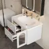 Picture of 800mm Modern Floating LED Bathroom Vanity with Ribbed Glass Door & Drawers