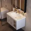 Picture of 800mm Modern Floating LED Bathroom Vanity with Ribbed Glass Door & Drawers