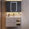 Picture of 800mm Modern Floating LED Bathroom Vanity with Ribbed Glass Door & Drawers