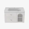 Picture of 800mm Modern Floating LED Bathroom Vanity with Ribbed Glass Door & Drawers