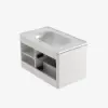 Picture of 800mm Modern Floating LED Bathroom Vanity with Ribbed Glass Door & Drawers