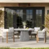 5 Pieces Extendable Outdoor Dining Set & Round Dining Table with 4 Woven Armchairs