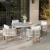 5 Pieces Extendable Outdoor Dining Set & Round Dining Table with 4 Woven Armchairs