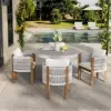5 Pieces Extendable Outdoor Dining Set & Round Dining Table with 4 Woven Armchairs