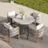 5 Pieces Extendable Outdoor Dining Set & Round Dining Table with 4 Woven Armchairs