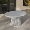 5 Pieces Extendable Outdoor Dining Set & Round Dining Table with 4 Woven Armchairs